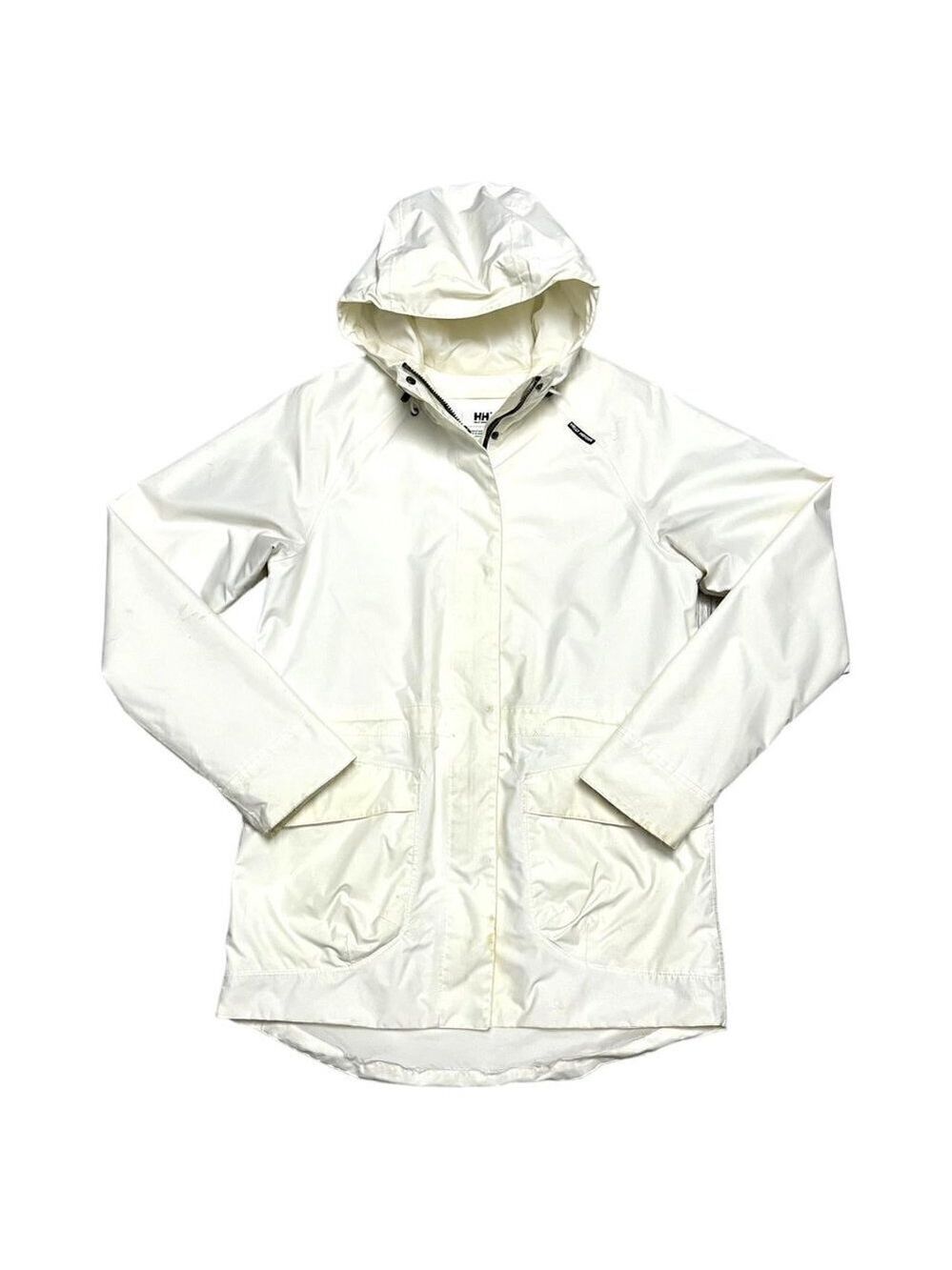 Helly Hansen Cream White Waterproof Outdoor Designer Long Windbreaker Jacket - M